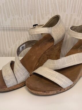 TOMS Linen Cork Wedge Sandal